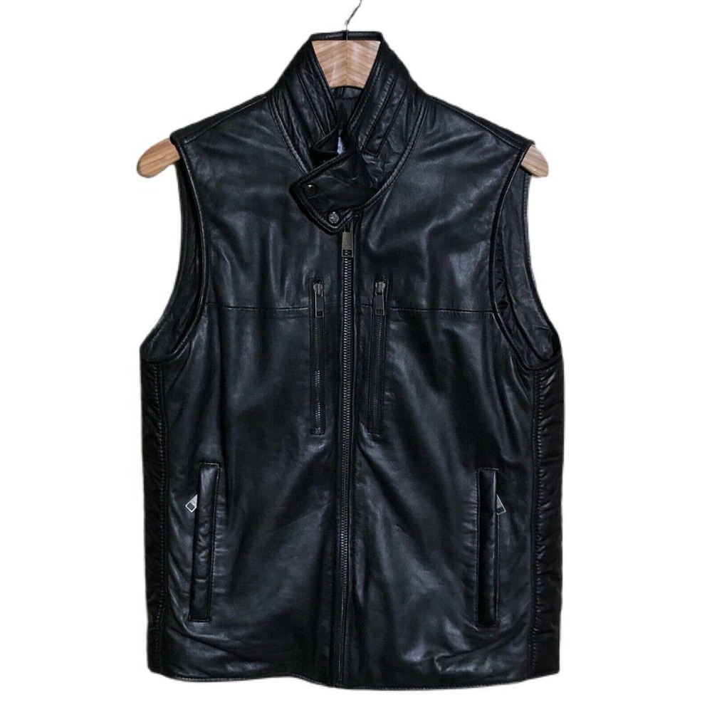 Andrew Marc - Men's Black Leather Vest Quilted